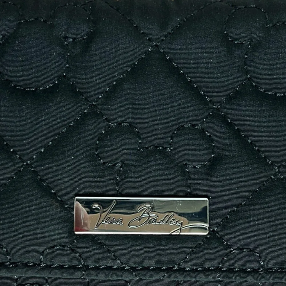 Vera Bradley Black Quilted Hidden Mickey Disney Trifold Wallet Disneyland - Picture 4 of 7